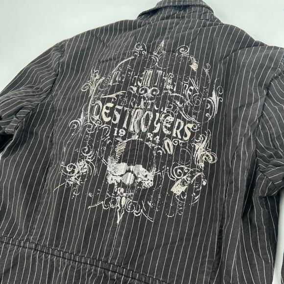 VTG y2k Womens Pinstripe Jimmy'Z Surf Co. Blazer Jacket Low Rise Shorts Set Sz M - Picture 6 of 12